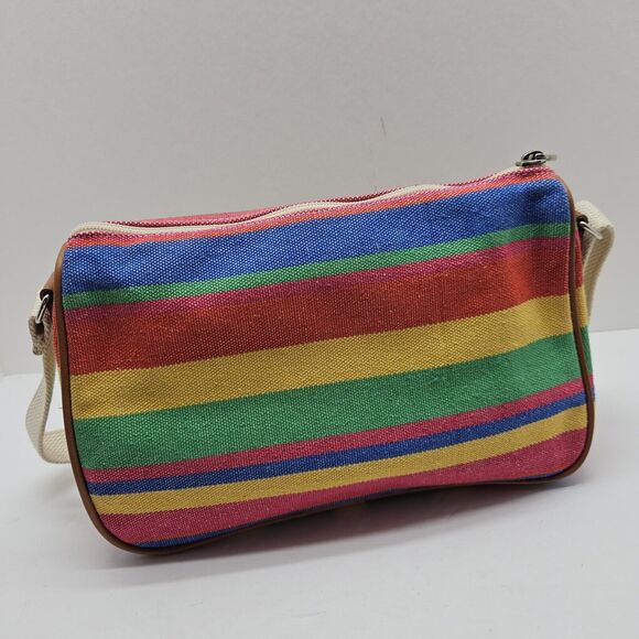 VTG 80s Liz Claiborne Multicolor Striped Shoulder Crossbody Bag Purse - Picture 2 of 11